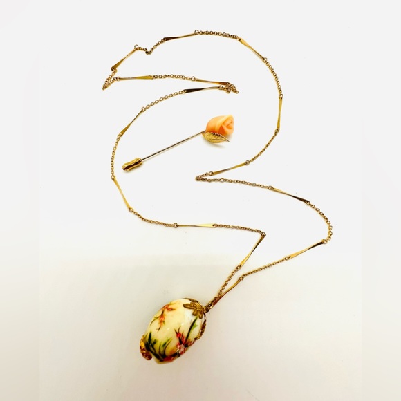 Adorable Egg Pendant & Floral Stick pin - Picture 3 of 16
